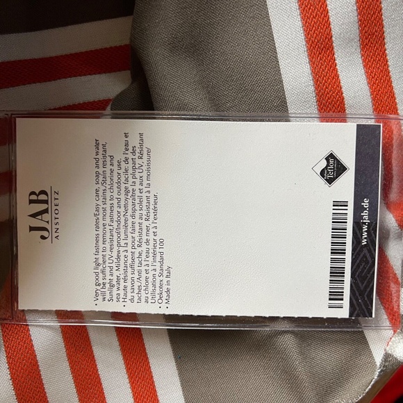 JAB Anstoetz Fabric Green White New 27" x 27" Made in Italy UV Stain resistant - Picture 4 of 4